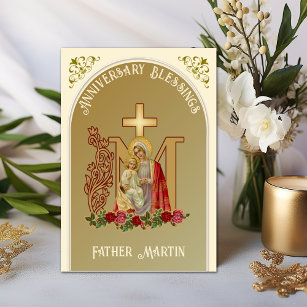 Cartão Priest Anniversário Mary Jesus Católica