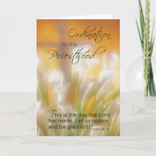 Cartão Priesthood Ordination, Lilies & Cross
