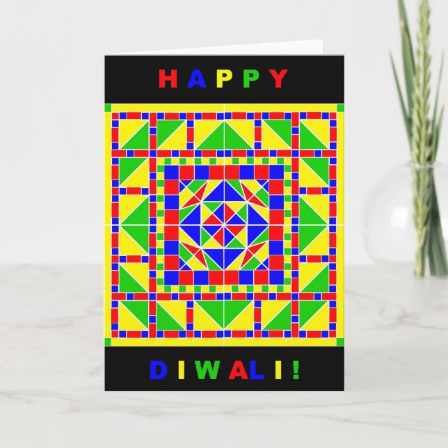 Cartão Primary Colors Rangoli Diwali Card (Frente)
