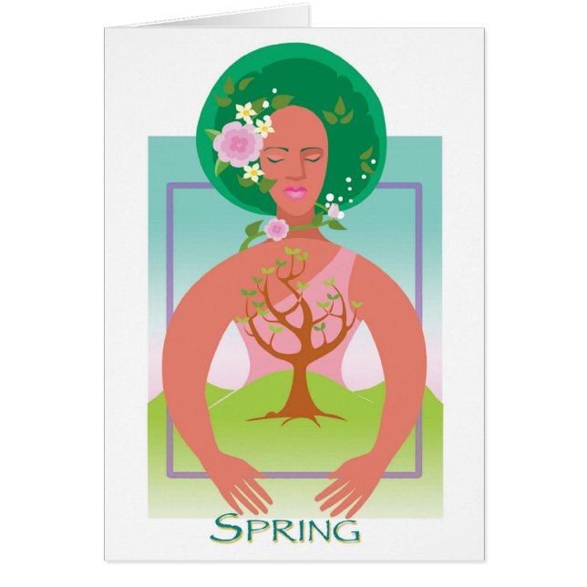 Cartão Primavera da terra de mãe (Frente)