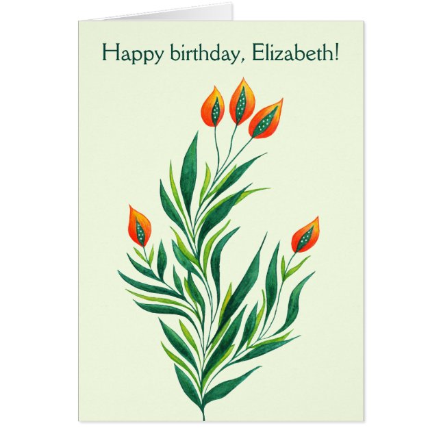 Cartão Primavera de Arte Botânica abstrato (Frente)