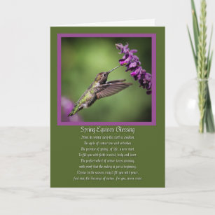 Cartão Primavera Equinox Blessings Poem Hummingbird