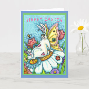 Cartão Primavera FLUTTERBUN RABBIT FELIZ, Vazio BUNNY ENG