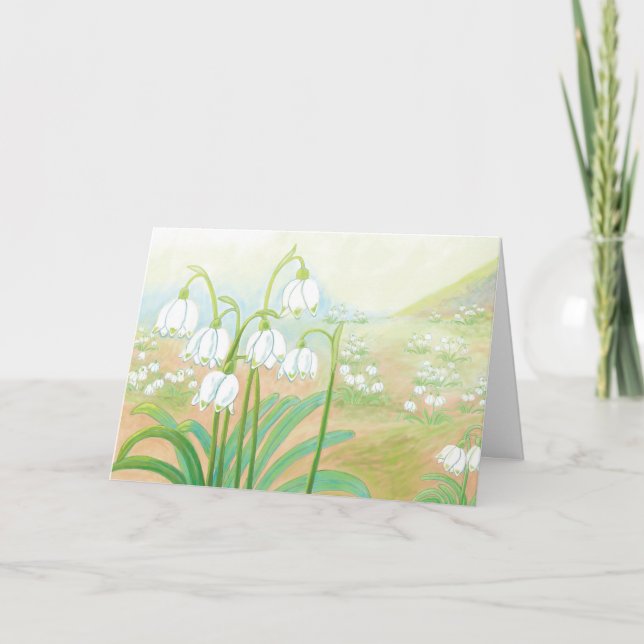Cartão Primavera Snowflake, Leucojum vernum Ilustração (Frente)