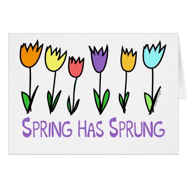 Cartão Primavera tem Sprung (Frente Horizontal)