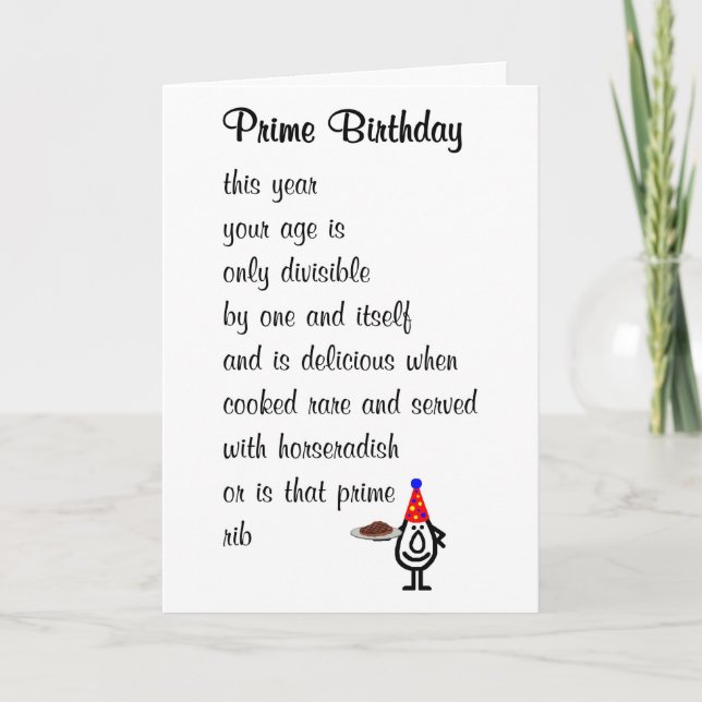 Cartão Prime Birthday A Funny Happy Birthday Poem (Frente)