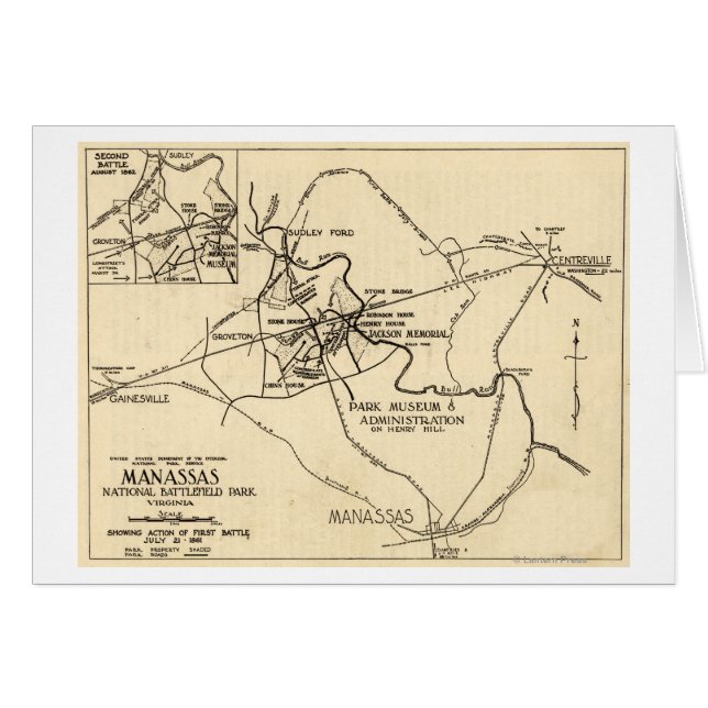 Cartão Primeira Batalha de Bull Run - Guerra Civil Panorâ (Frente Horizontal)