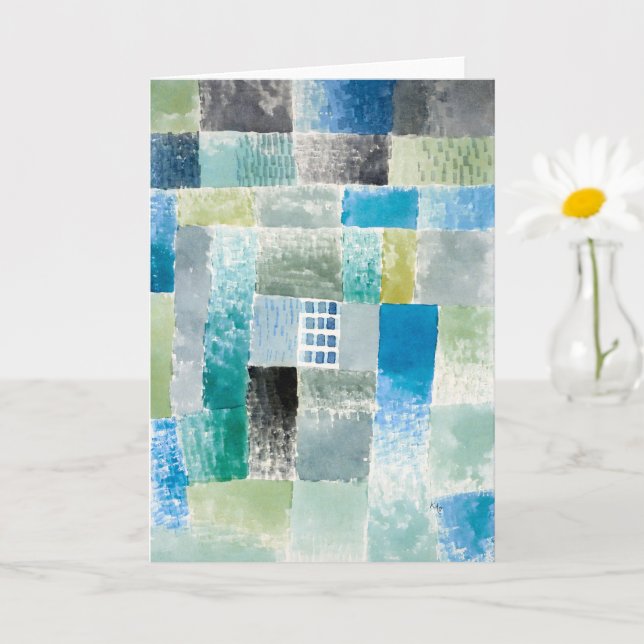 Cartão Primeira casa num povoado - Paul Klee - Abstrato (Planta pequena)