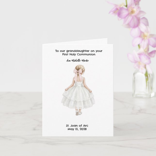 Cartão Primeira Comunhão Personalizada para Meninas  (Orquídea)
