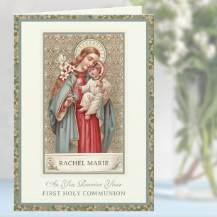 Cartão Primeira Comunhão Santa Maria Jesus Oração