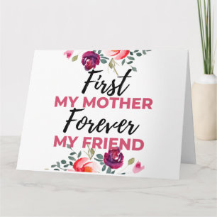 Cartão Primeira Minha Mãe Para Sempre Minha Amiga preta