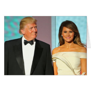 Cartão Primeiramente casal Donald e inauguração do trun