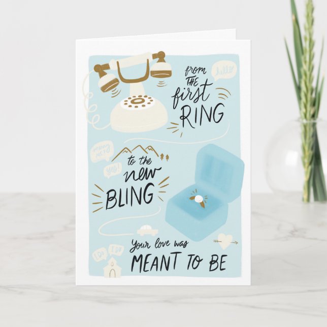 Cartão Primeiro Anel para o Casamento de Novos Parabéns (Frente)