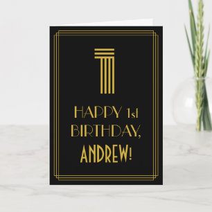 Cartão primeiro aniversario: Art Deco Inspirou Olhar "1"