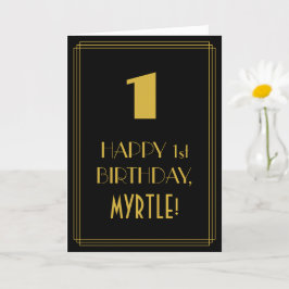 Cartão primeiro aniversario ~ Arte Deco Inspirou "1" & No