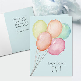 Cartão Primeiro Aniversário Balões Azuis Saudação