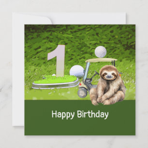 Cartão Primeiro aniversario de Golfe com Golfe Lado