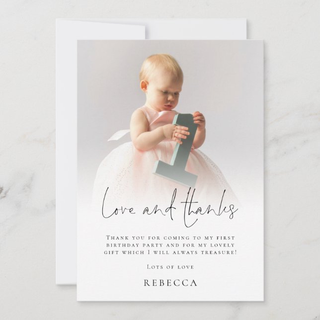 Cartão Primeiro aniversario de sobreposição de fotos mode (Frente)