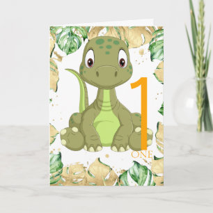 Cartão primeiro aniversario Dinossaur Jungle Card