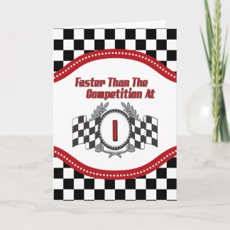 Cartão Primeiro aniversario do Themed da Corrida