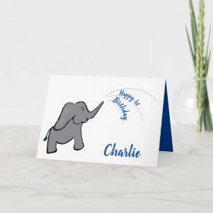 Cartão primeiro aniversario elefante azul