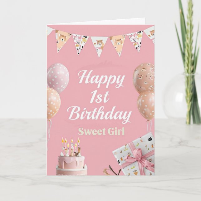 Cartão Primeiro aniversario Feliz (Frente)