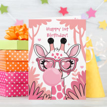 Primeiro Aniversário Girafa Rosa Bolha Divertido F