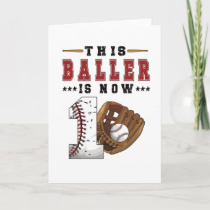 Cartão primeiro aniversario Presente Jogador de Basebol d