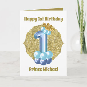Cartão primeiro aniversario Prince adicione o nome e o se