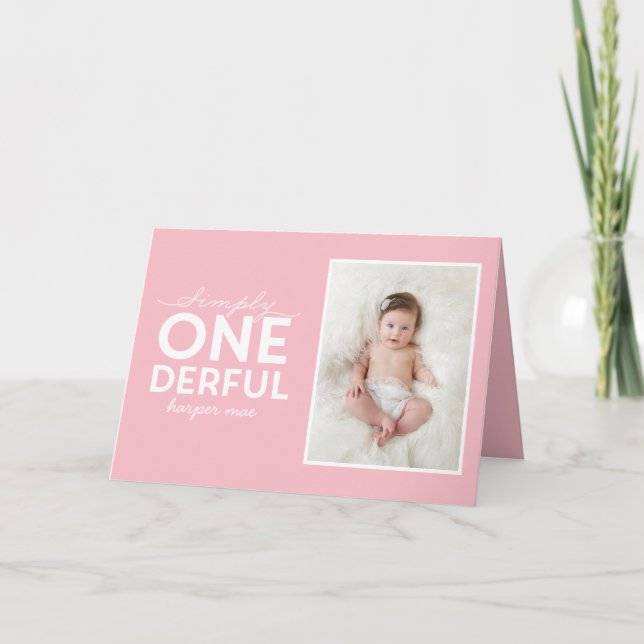 Cartão primeiro aniversario simples e maravilhosa tipogra (Frente)