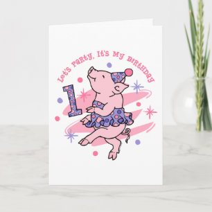 Cartão Primeiro aniversario Tutu Piggy