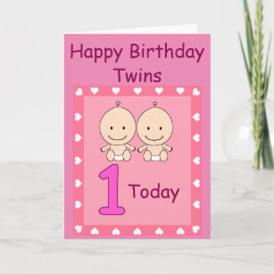 Cartão primeiro aniversario Twin Girls Personalizado
