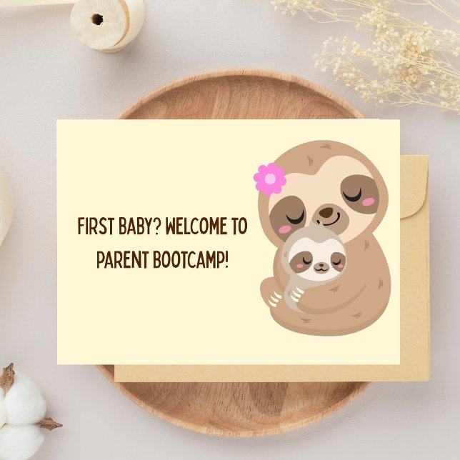 Cartão Primeiro Bebê Pai de Bootcamp Humor para Novos Pai (Funny Pregnancy Congratulations Card – First Baby Parent Bootcamp Humor for New Parents)
