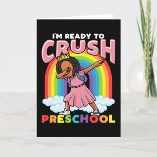 Cartão Primeiro Dia Da Pré-Escola Menina Negra De Volta À