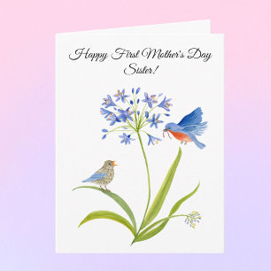 Cartão Primeiro Dia das Mães para a Irmã Bluebird