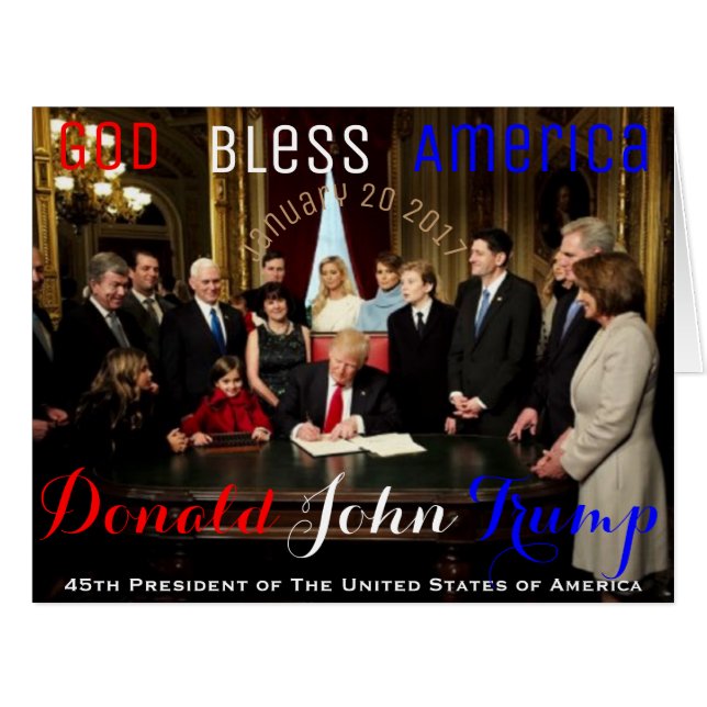 Cartão Primeiro dia de Donald Trump como o presidente dos (Frente horizontal)
