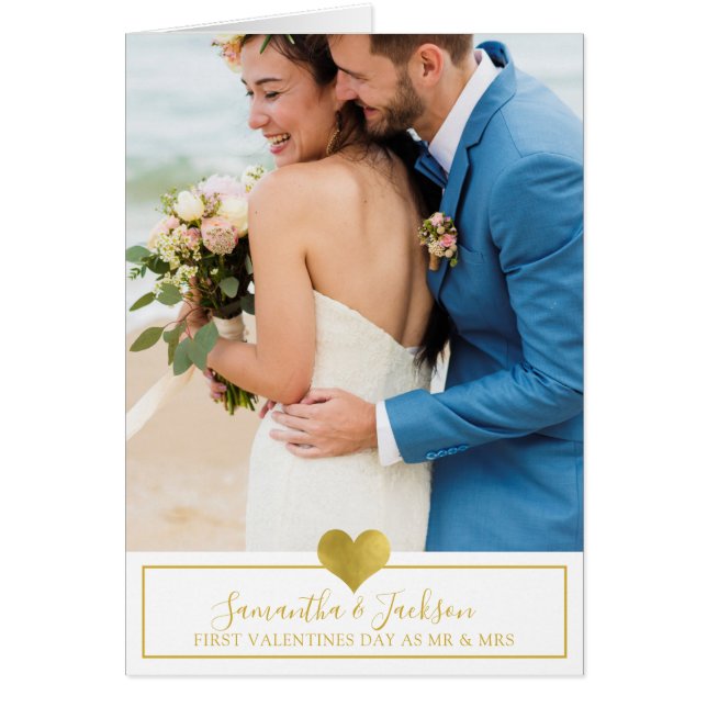 Cartão Primeiro Dia de os namorados Casado 3 Foto (Frente)