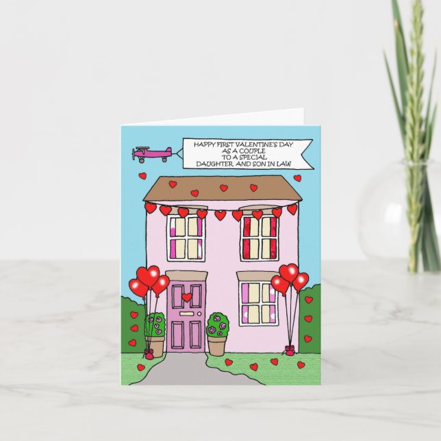 Cartão Primeiro Dia de os namorados como recém-casados (Frente)