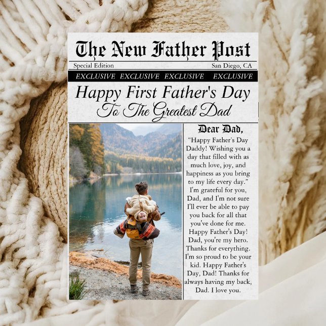 Cartão Primeiro Dia de os pais de Fotografia Diária Única (Criador carregado)