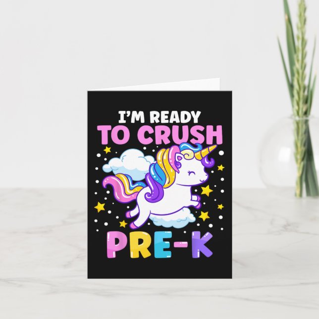 Cartão Primeiro dia de pré-escola Estou pronto para esmag (Frente)