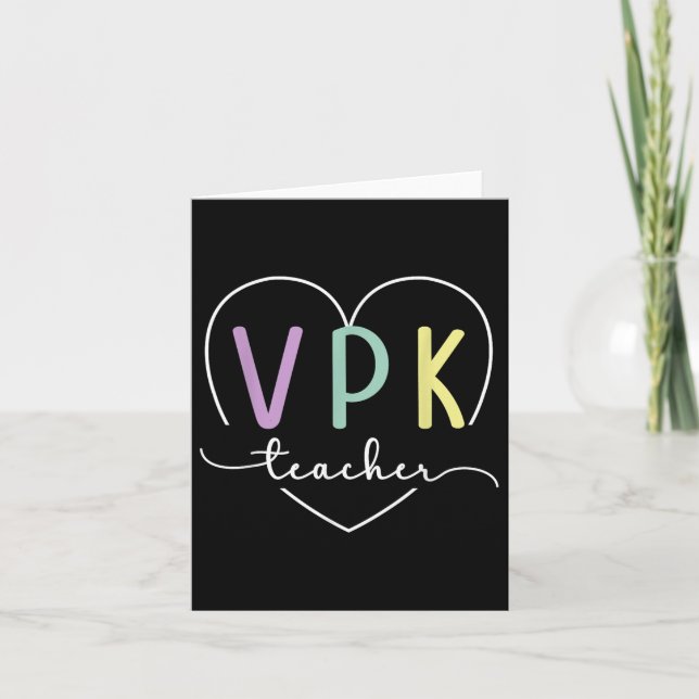 Cartão Primeiro Dia Do Professor De Vpk Coração De Volta  (Frente)