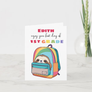 Cartão primeiro dia novo ano escolar Filho Filha adorável