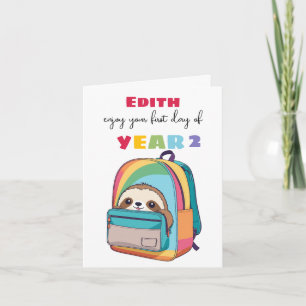 Cartão primeiro dia novo ano letivo Filho Filha preguiça 