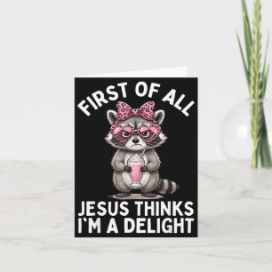 Cartão Primeiro Jesus Acha Um Design De Guaxinim Encantad