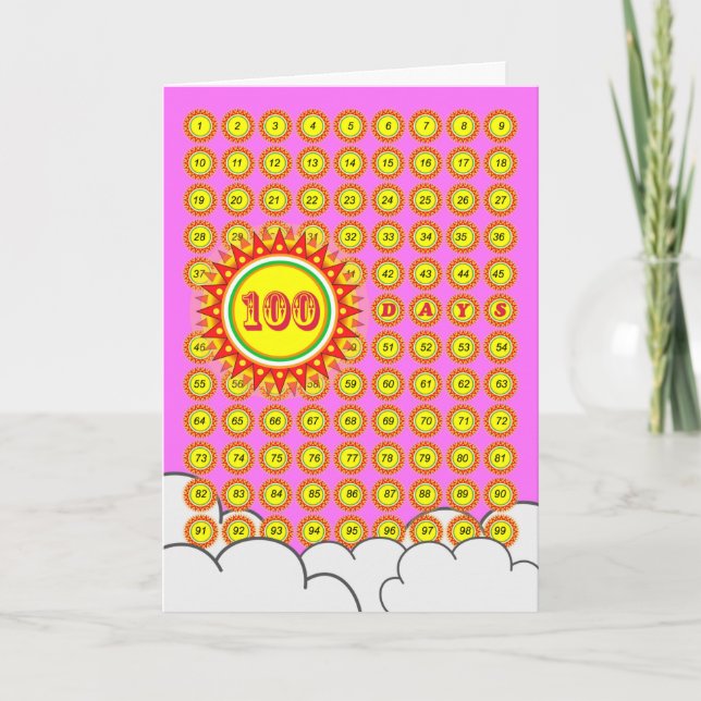 Cartão Primeiro Milestone de 100 Dias do Bebê com Suns (Frente)