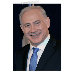Cartão Primeiro ministro Netanyahu & emblema de Israel