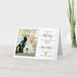 Cartão Primeiro Natal Casado com Sr. e Sra. Dourada Cartõ