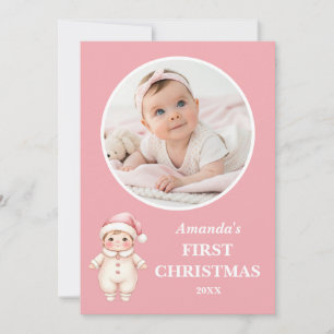 Cartão Primeiro Natal da Menina Rosa Santa Foto