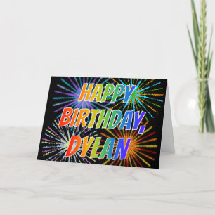 Cartão Primeiro nome "DYLAN" Diversão "FELIZ ANIVERSÁRI