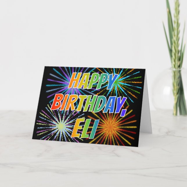 Cartão Primeiro nome "ELI" Diversão "FELIZ ANIVERSÁRIO" (Frente)